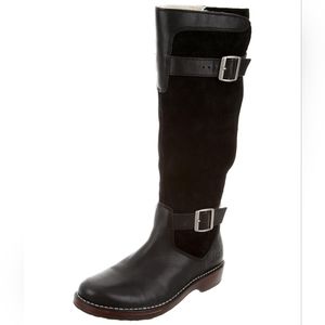 UGG Dunwich tall black leather & suede boots, 7